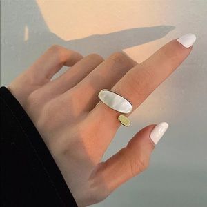 Anthropologie asymmetrical moonstone ring